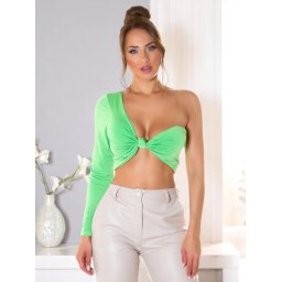 Divatos felső nyári crop top 158556 - zöld XS-M méret