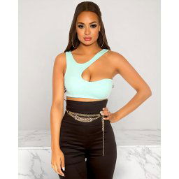 Divatos felső nyári crop top 158659 - menta S-M méret