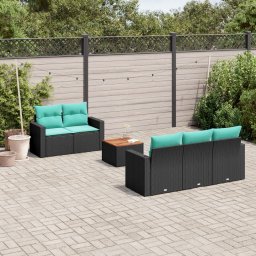 vidaXL 6 részes fekete polyrattan kerti ülőgarnitúra párnával
