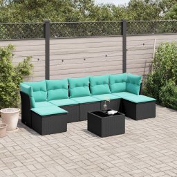 vidaXL 8 részes fekete polyrattan kerti ülőgarnitúra párnával