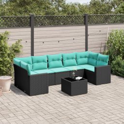 vidaXL 8 részes fekete polyrattan kerti ülőgarnitúra párnával