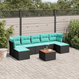 vidaXL 8 részes fekete polyrattan kerti ülőgarnitúra párnával