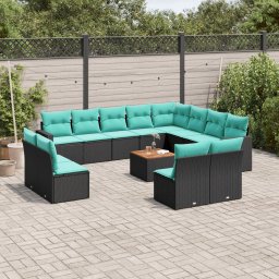 vidaXL 13 részes fekete polyrattan kerti ülőgarnitúra párnákkal