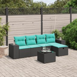 vidaXL 6 részes fekete polyrattan kerti ülőgarnitúra párnával