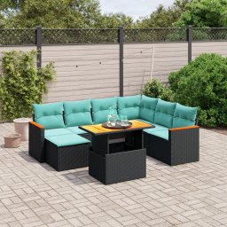 vidaXL 8 részes fekete polyrattan kerti ülőgarnitúra párnával