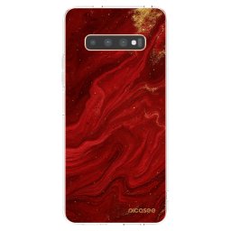 Átlátszó szilikon tok az alábbi mobiltelefonokra Samsung Galaxy S10 Plus G975 - Red