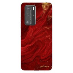 Átlátszó szilikon tok az alábbi mobiltelefonokra Huawei P40 Pro - Red