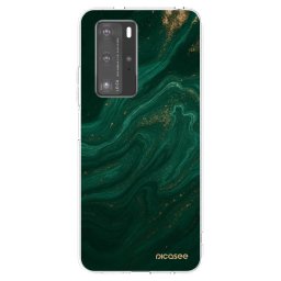 Átlátszó szilikon tok az alábbi mobiltelefonokra Huawei P40 Pro - Green