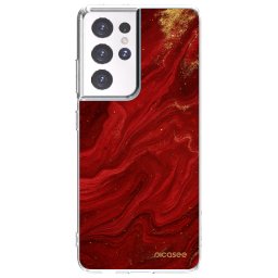 Átlátszó szilikon tok az alábbi mobiltelefonokra Samsung Galaxy S21 Ultra 5G G998B - Red