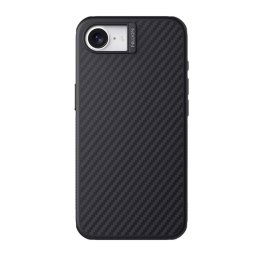 NILLKIN SYNTHETIC FIBER PRO műanyag telefonvédő (aramid bevonat, légpárnás sarok, karbon minta, MagSafe) FEKETE Apple iPhone 16e