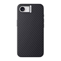 NILLKIN SYNTHETIC FIBER PRO műanyag telefonvédő (aramid bevonat, légpárnás sarok, karbon minta, MagSafe) FEKETE/EZÜST Apple iPhone 16e