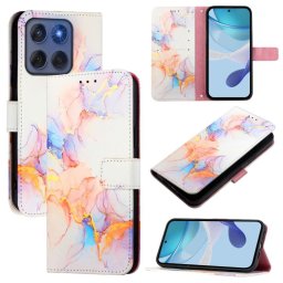 ART MARBLE Pénztárca tok Motorola Edge 60 / Edge 60 Fusion WHITE ORANGE készülékhez