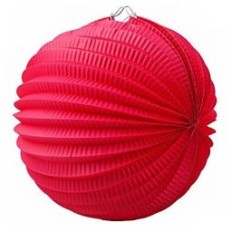 Lampion, kerek, 22 cm, piros