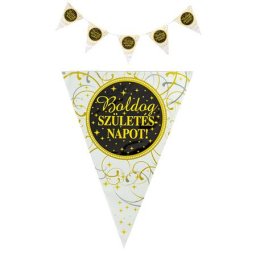 Zászló, 3,6 m, műanyag, "Boldog Szülinapot", elegáns