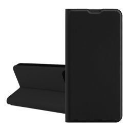 Tok álló, bőr hatású (FLIP, szilikon belső, oldalra nyíló, asztali tartó, kártyazseb) FEKETE Apple iPhone 16e