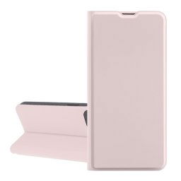 Tok álló, bőr hatású (FLIP, szilikon belső, oldalra nyíló, asztali tartó, kártyazseb) BABARÓZSASZÍN Xiaomi Redmi Note 14 4G