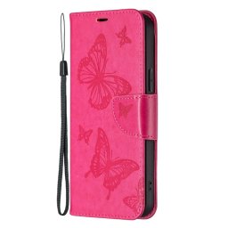 ART Wallet tok Xiaomi Redmi Note 12S BUTTERFLIES sötét rózsaszín