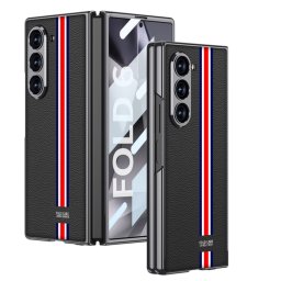 GKK LEATHER Fedél üveggel Samsung Galaxy Z Fold6 készülékhez 5G TRICOLOR BLACK