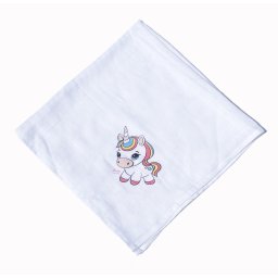 Mintás Cseh textil pelenka, textilpelenka sűrű szövésű fehér 70x70 cm - Kicsi egyszarvú 1 DARAB