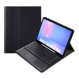 Tok álló, bőr hatású (FLIP, bluetooth billentyűzet, asztali tartó, QWERTY, angol nyelvű) FEKETE Samsung Galaxy Tab S10 FE Plus WIFI (SM-X626), Galaxy Tab S10 FE Plus LTE (SM-X620)