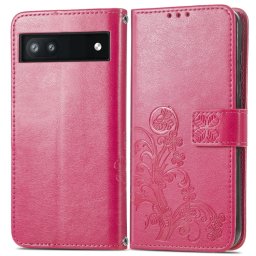 ART Wallet borító Google Pixel 6a FLOWERS sötét rózsaszín