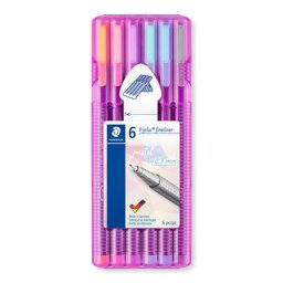 STAEDTLER Tűfilc készlet, 0,3 mm, STAEDTLER "Triplus(R) 334", 6 különböző pasztell szín