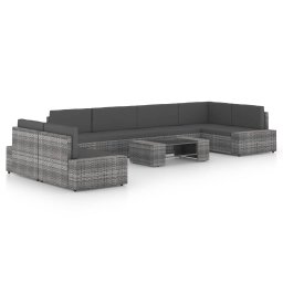 vidaXL 8 részes szürke polyrattan kerti ülőgarnitúra párnákkal