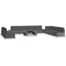 vidaXL 10 részes szürke polyrattan kerti ülőgarnitúra