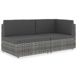 vidaXL 2 személyes szürke elemes polyrattan kanapé