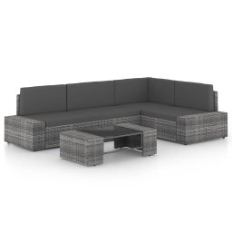 vidaXL 5 részes szürke polyrattan kerti ülőgarnitúra párnákkal