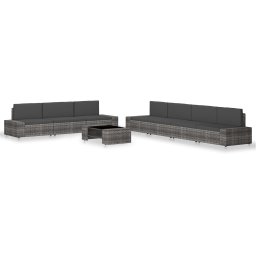 vidaXL 8 részes szürke polyrattan kerti ülőgarnitúra