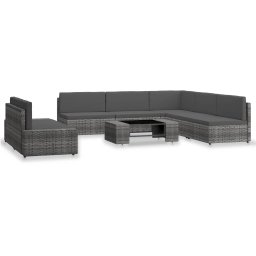 vidaXL 7 részes szürke polyrattan kerti ülőgarnitúra