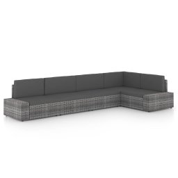 vidaXL 5 részes szürke polyrattan kerti ülőgarnitúra párnákkal