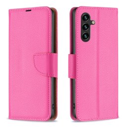 LITCHI Wallet tok Samsung Galaxy A35 5G sötét rózsaszín