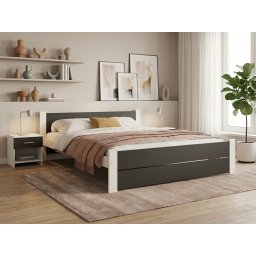 IKAROS DOUBLE ágy 140 x 200 cm, antracit/fehér Ágyrács: Léces ágyrács, Matrac: Sommera 18 cm matrac