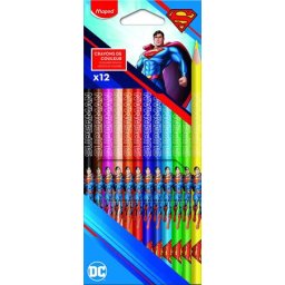 MAPED Színes ceruza készlet, háromszögletű, MAPED "Superman", 12 különböző szín
