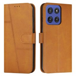 STITCHED Pénztárca tok Motorola Edge 60 / Edge 60 Fusion világosbarna színben