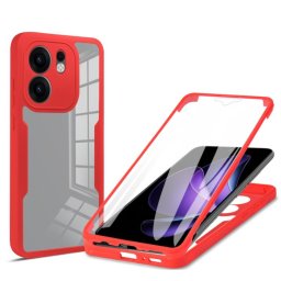 DUAL Kétoldalas tok fóliával Oppo Reno13 F 5G piros