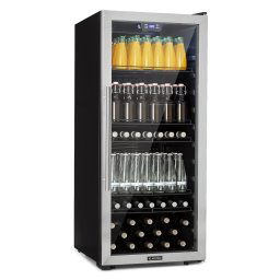 Klarstein Beersafe 7XL, hűtőszekrény, 242 liter, 5 polc, panoráma üvegajtó, rozsdamentes acél (HEA8-Beersafe-242)