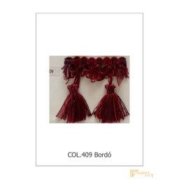 (13 szín) Bojtos díszitő szalag. Organza szalagos paszomány 9678-409 Bordó