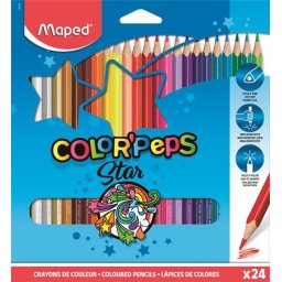 MAPED Színes ceruza készlet, háromszögletű, MAPED "Color'Peps Star", 24 különböző szín