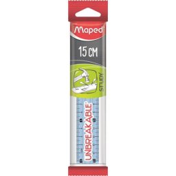 MAPED Vonalzó, műanyag, törhetetlen, 15 cm, MAPED "Study Unbreakable", vegyes színek