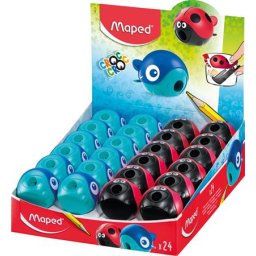 MAPED Hegyező display, egylyukú, tartályos, MAPED "Croc Croc Easy", katica és bálna, vegyes formák