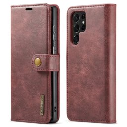 DG.MING Wallet tok 2 az 1-ben Samsung Galaxy S22 Ultra 5G piros