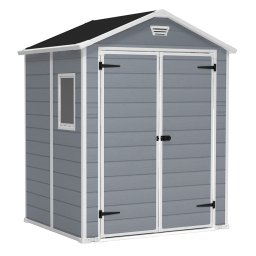 Keter Manor 6x5 DD műanyag kerti ház, tároló ablakkal - szürke/fehér