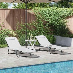vidaXL Összecsukható nyugágy 2 pcs Krém 182 x 55 x 85,5 cm Textilén
