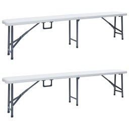 vidaXL 2 db fehér összecsukható HDPE kerti pad 180 cm