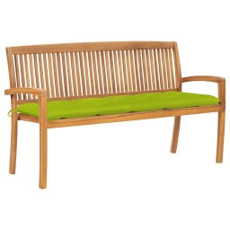 vidaXL tömör tíkfa rakásolható kerti pad párnával 159 cm