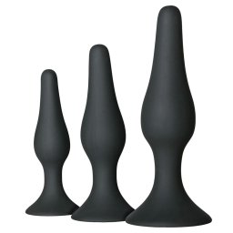 Easy Toys - 3 darabos szilikon anál dildókészlet (fekete).