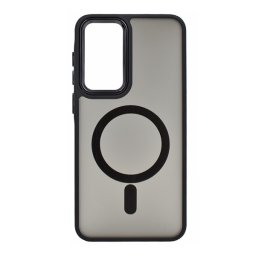 Szilikon telefonvédő (ütésállóság, matt, műanyag hátlap, kameravédő, MagSafe) FEKETE Samsung Galaxy A36 5G (SM-A366)